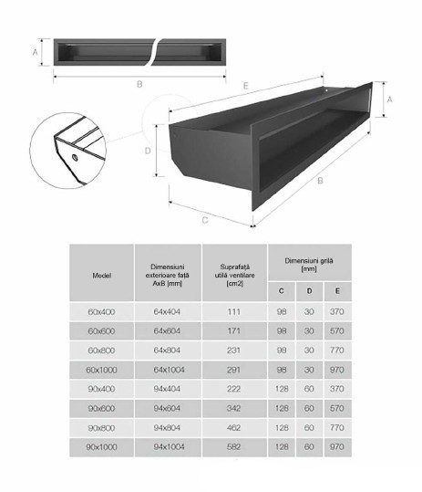 Grilă șemineu LUFT 9×40 [5]