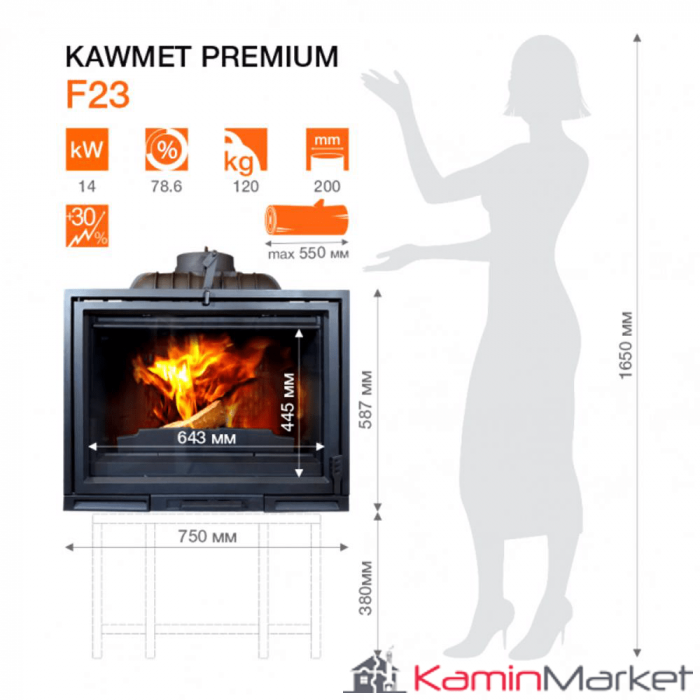 Kawmet F23 Premium - 14 kW Focar șemineu fontă [9]