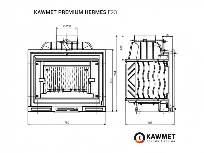 Kawmet F23 Premium - 14 kW Focar șemineu fontă [10]