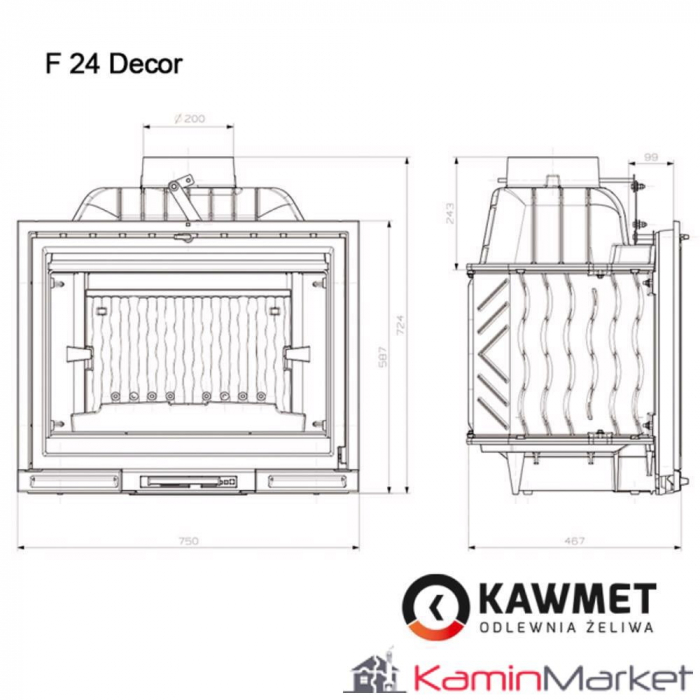 Kawmet F24 Decor Premium - 14 kW Focar șemineu fontă [9]