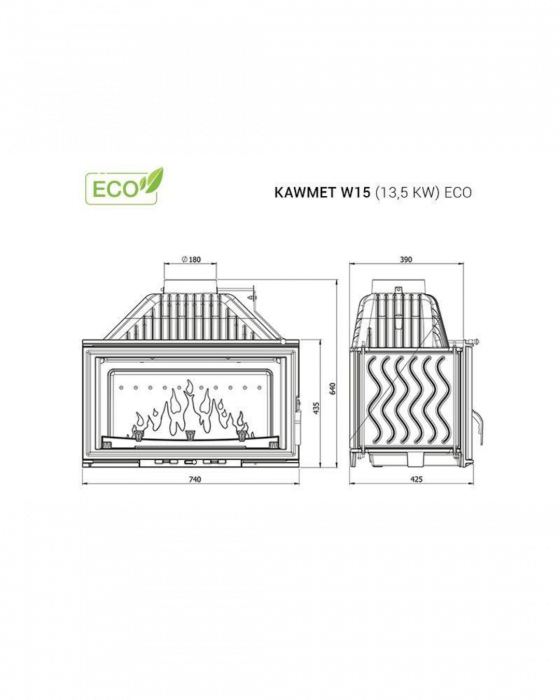 Kawmet W15 - 13,5kW Focar șemineu fontă [12]