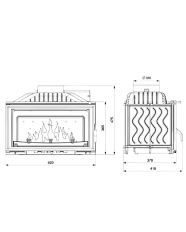 Kawmet W15 - 9,4kW Focar șemineu fontă [8]