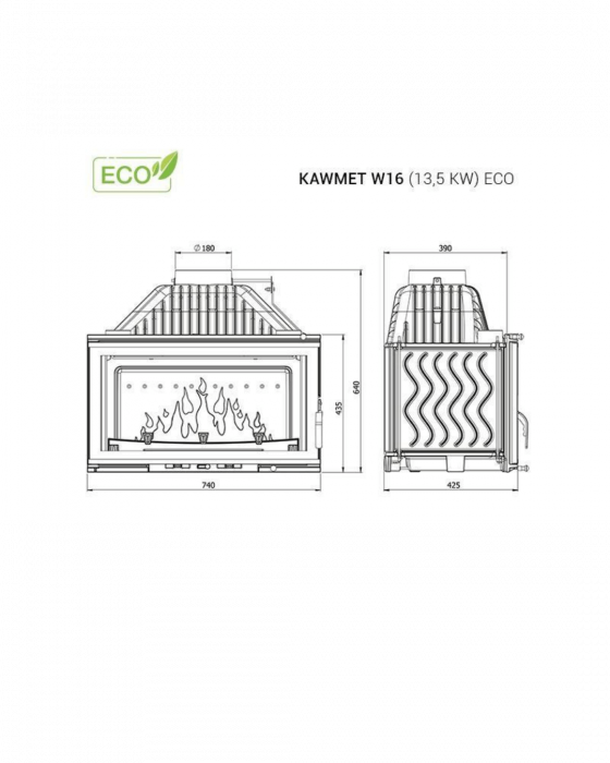 Kawmet W16 Focar șemineu fontă 13,5 kW [11]