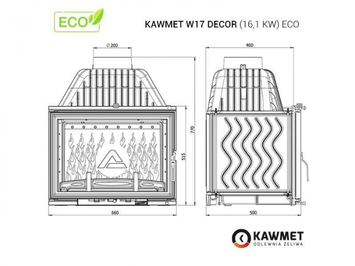 Kawmet W17 Decor - 16,1 kW Focar șemineu fontă [11]