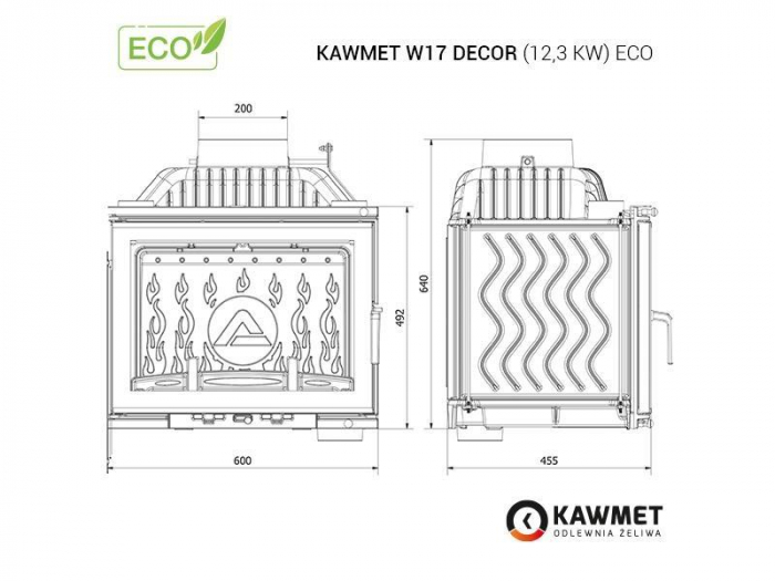 Kawmet W17 Dekor - 12,3 kW Focar șemineu fontă [12]