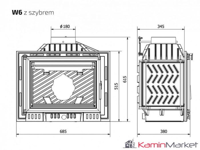 Kawmet W6 - 10.1 kW Focar șemineu fontă [6]
