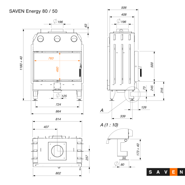 SAVEN Energy - Focar sticlă standard 80x50 [10]