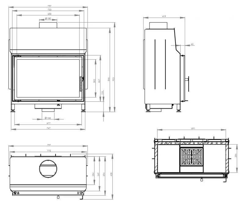 Semineu 12,5 kW Hitze STMA68x43.S Deschidere standard [4]