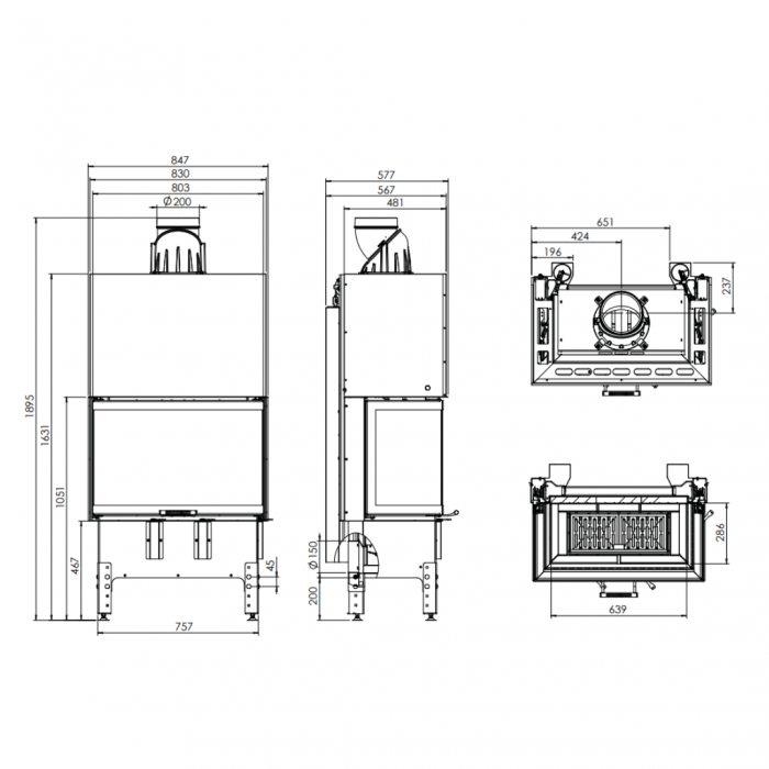 Semineu 12 kW Hitze TRINITY 80x35x53.G [4]