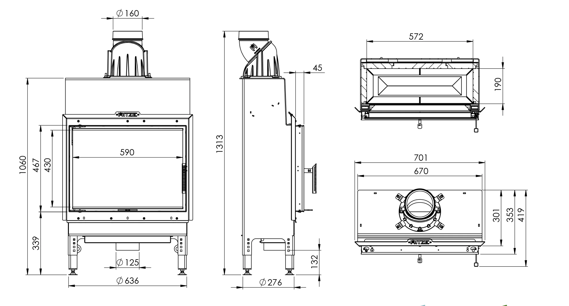 Șemineu 7,6 kW Hitze HST59X43.S [4]