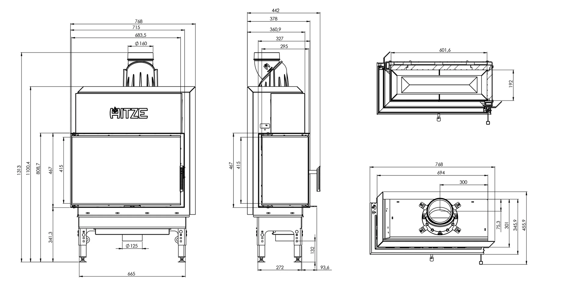 Șemineu 9,3 kW Hitze HST68X43.L [4]