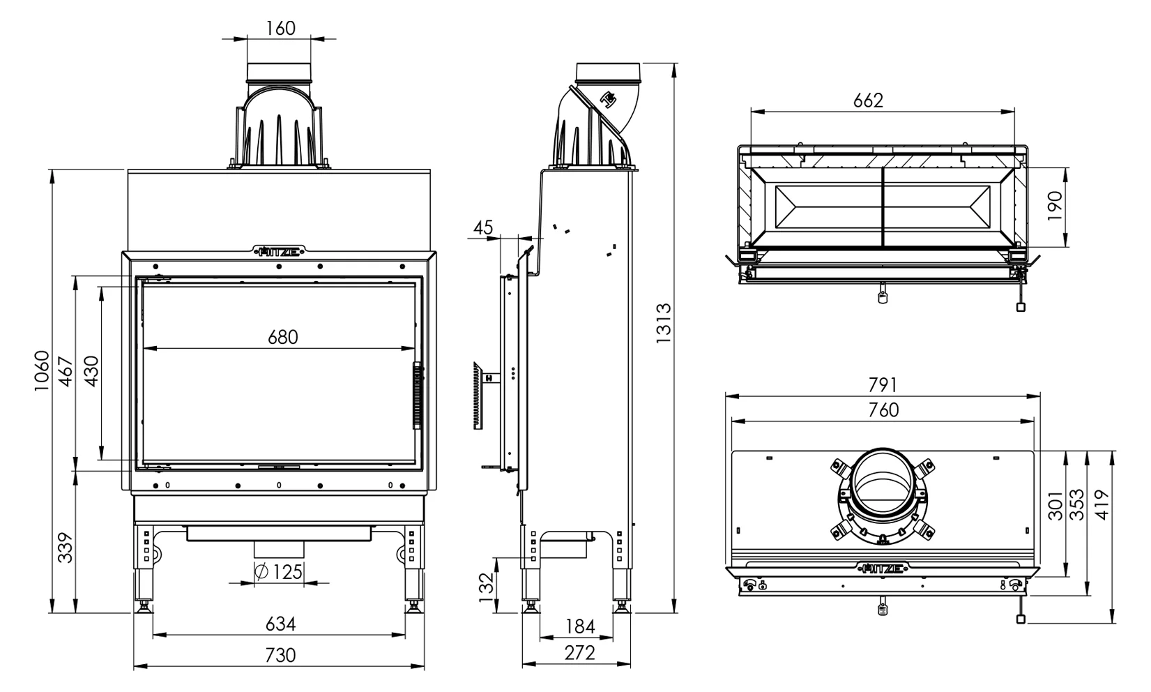 Șemineu 9,3 kW Hitze HST68X43.S [4]