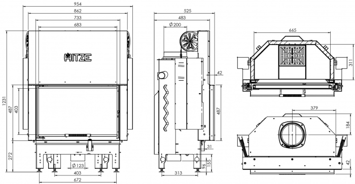 Șemineu Albero 14kW Usa ghilotină AL14G.H-D [4]