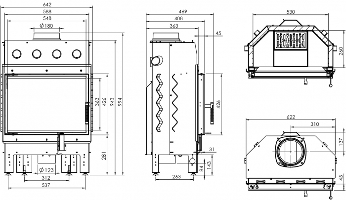 Șemineu Albero 9kW Ușă standard cu sticla decorativă Albero AL9S.H-D [4]