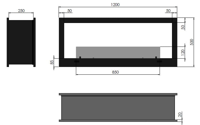 Șemineu bioetanol Infire 2 Side 1200 [4]