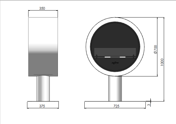 Șemineu bioetanol Infire Incyrcle stand [7]