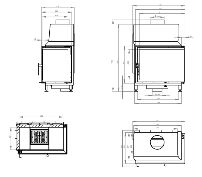 Șemineu Hitze STMA68X43.R 11 kW Sticlă laterală dreapta [4]