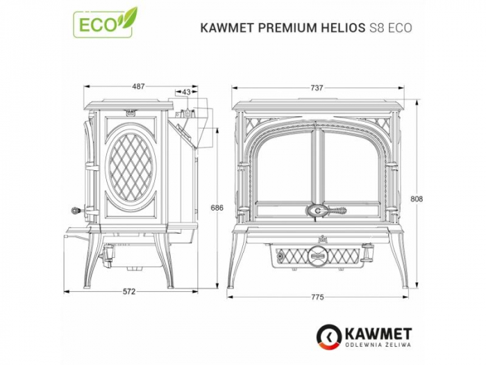 Sobă fontă Kawmet HELIOS S8 Premium - 13.9 kW [8]