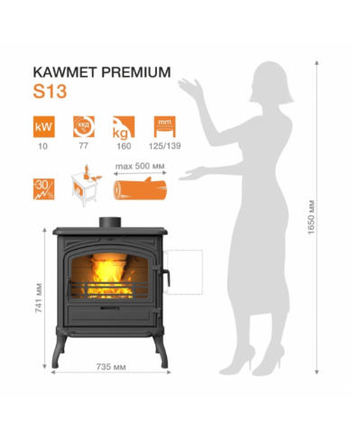 Sobă Fontă KAWMET Premium EOS S13 ECO - 10 kW [8]