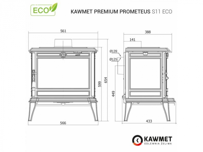 Sobă Fontă + Vermiculit Kawmet PROMETEUS S11 Premium - 8.5 kW [7]