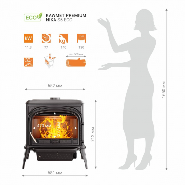 Sobă KAWMET Premium NIKA S5 ECO - 11,3 kW [9]