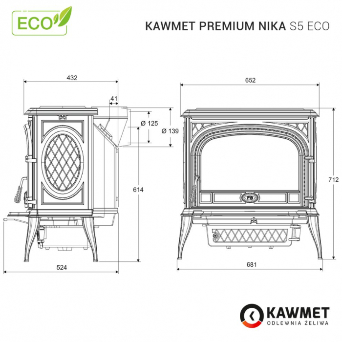 Sobă KAWMET Premium NIKA S5 ECO - 11,3 kW [8]