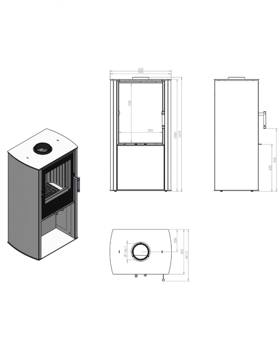 Sobă pe lemne 6.5 kW Cane S [4]