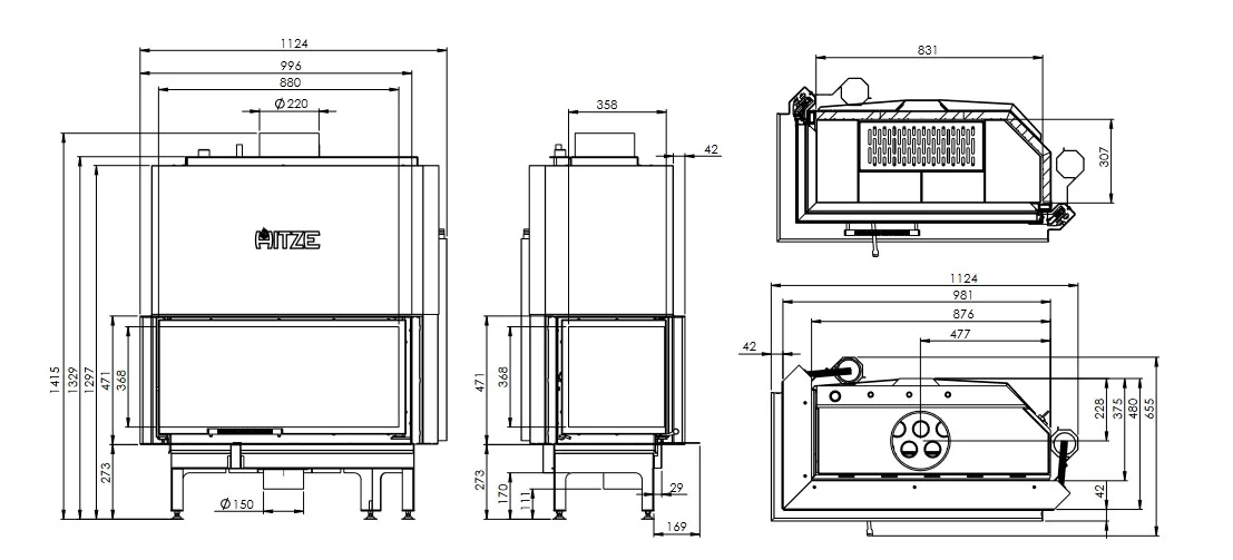 Termoșemineu ALBERO Aquasystem ALAQS90x41.LG-D 21 kW [5]