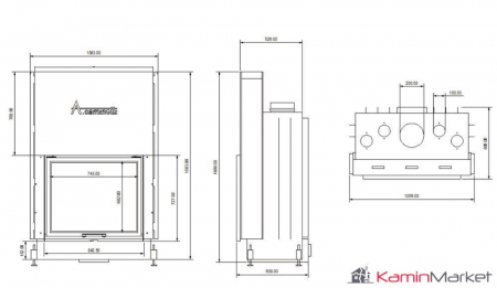 A-caminetti FLAT - Focar Șemineu cu ușă verticală - 75-x-60 [1]