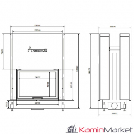 A-caminetti FLAT W - Focar Șemineu tip tunel - 90-x-60 [1]