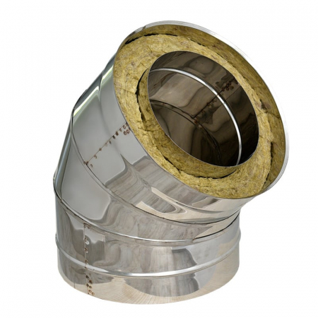 Elemente coșuri de fum - Cot 45 gr, inox izolat diametru 160/180/200 mm