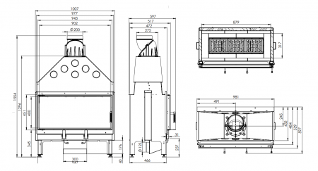 Focar șemineu Hitze ARD90x41.S 17 kW [2]