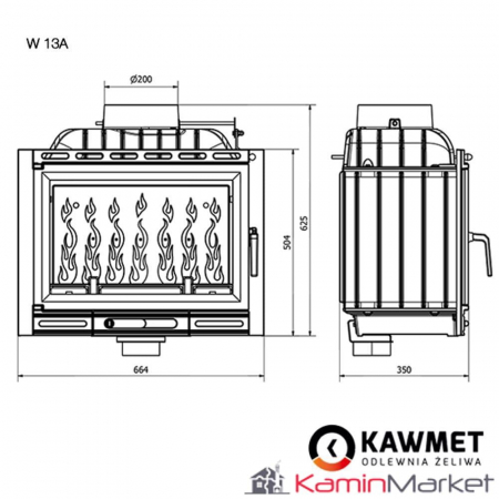 Kawmet W13A - 11.5 kW Focar șemineu fontă [5]