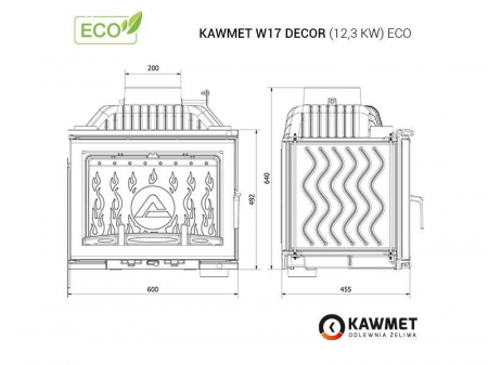 Kawmet W17 Dekor - 12,3 kW Focar șemineu fontă [11]