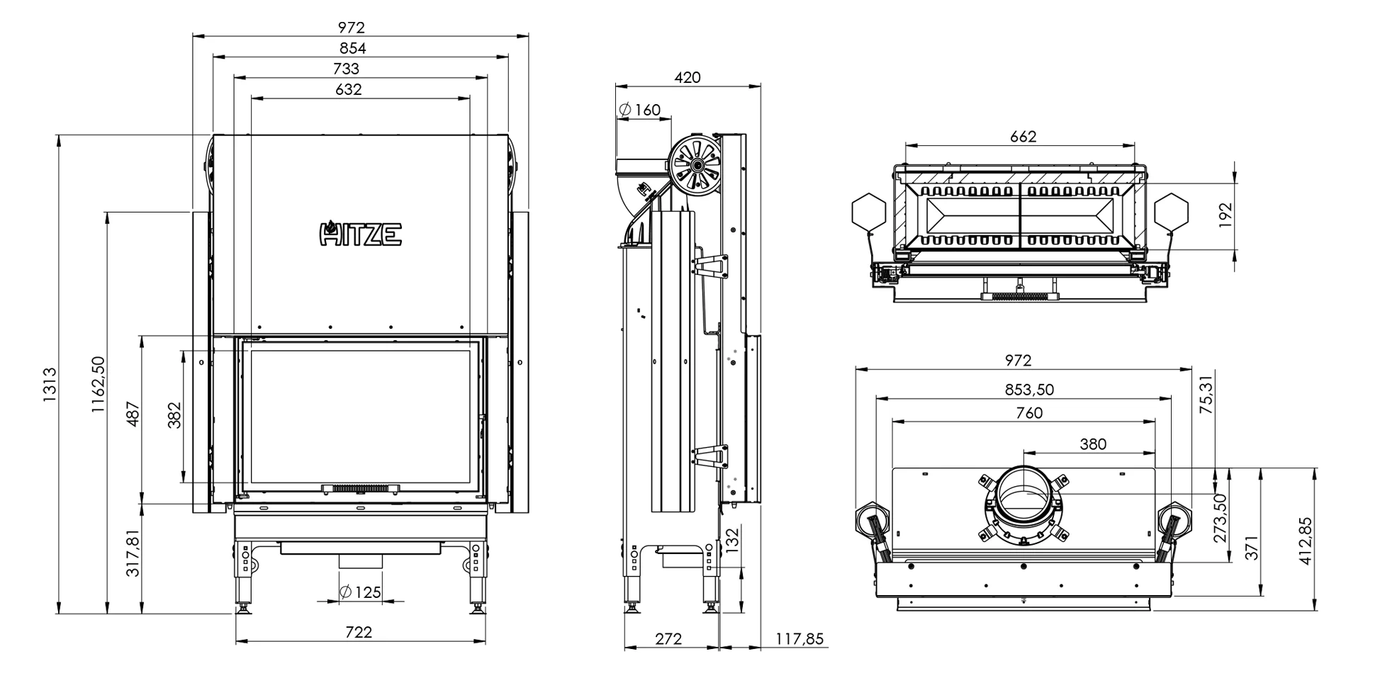 Șemineu 13,2 kW Hitze HST68X43.G [3]