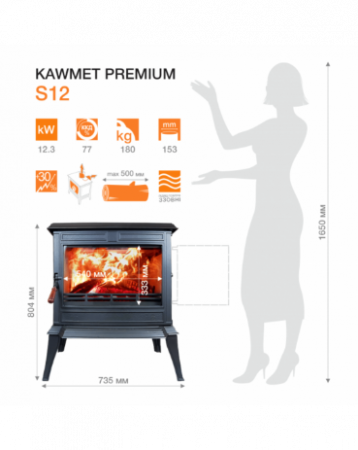Sobă Fontă KAWMET Premium ATHENA S12 ECO - 12,3 kW [7]