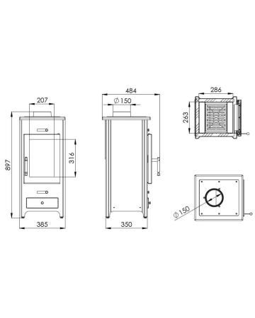 Sobă pe lemne 5.5 kW Legno [3]