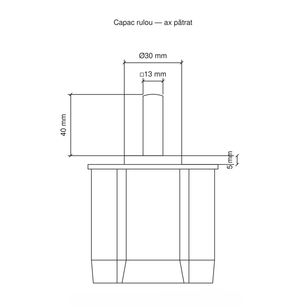 Capac (calotă) pentru tub rulou Ø70 mm, ABS (Tip ax: Ax rotund Ø12×20 mm) [3]