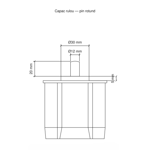 Capac (calotă) pentru tub rulou Ø70 mm, ABS (Tip ax: Ax rotund Ø12×20 mm) [4]