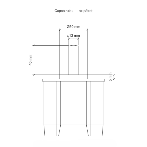 Capac (calotă) pentru tub rulou Ø70 mm, ABS (Tip ax: Ax rotund Ø12×20 mm) [2]