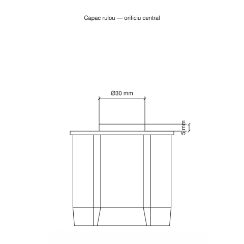 Capac (calotă) pentru tub rulou Ø70 mm, ABS (Tip ax: Ax rotund Ø12×20 mm) [6]