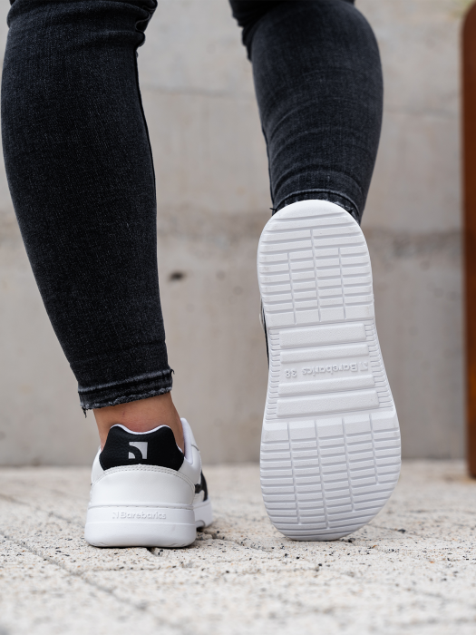 Sneakers barefoot BAREBARICS Zing Piele - Alb & Negru [10]