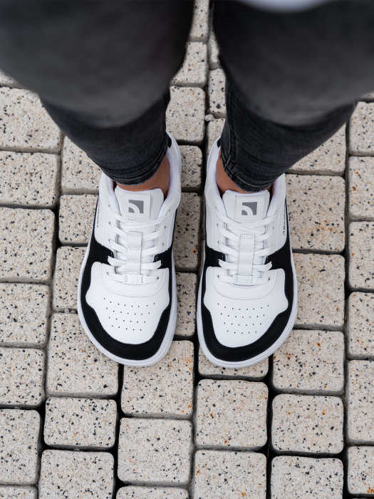 Sneakers barefoot BAREBARICS Zing Piele - Alb & Negru [4]