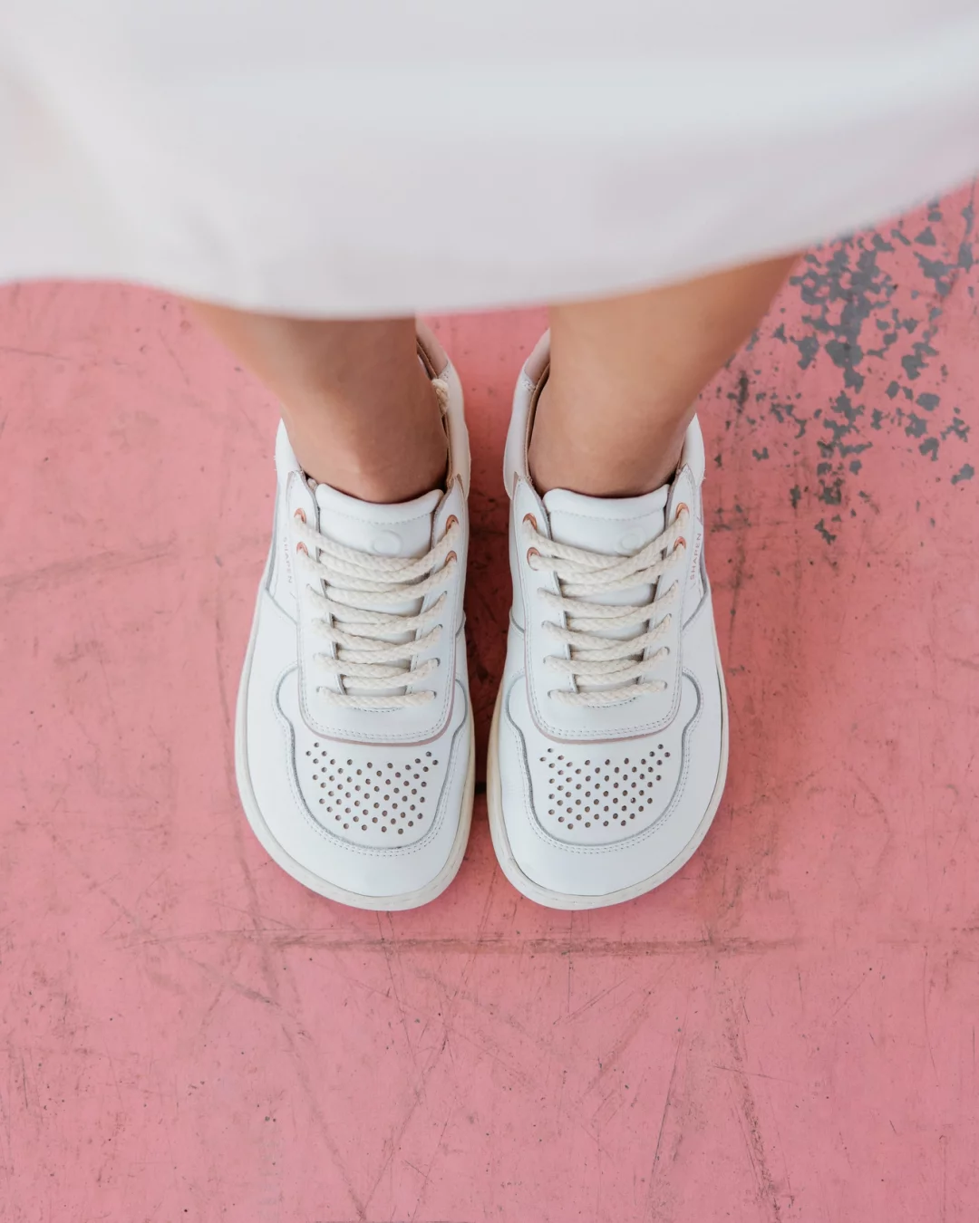 Sneakers barefoot SHAPEN Flowin - Alb & Roz [2]