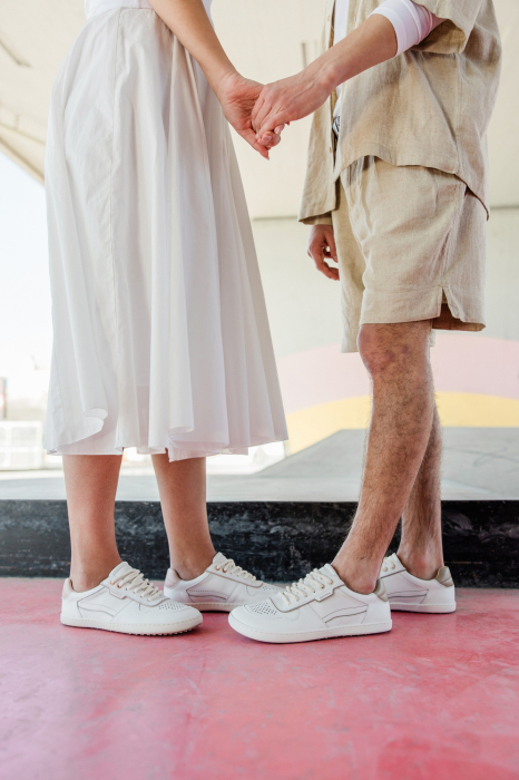 Sneakers barefoot SHAPEN Flowin - Alb & Roz [10]
