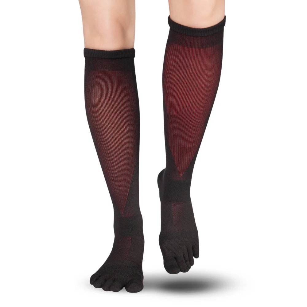 Șosete cu degete KNITIDO Asymmetric Compression TS - Negru / Roșu [3]
