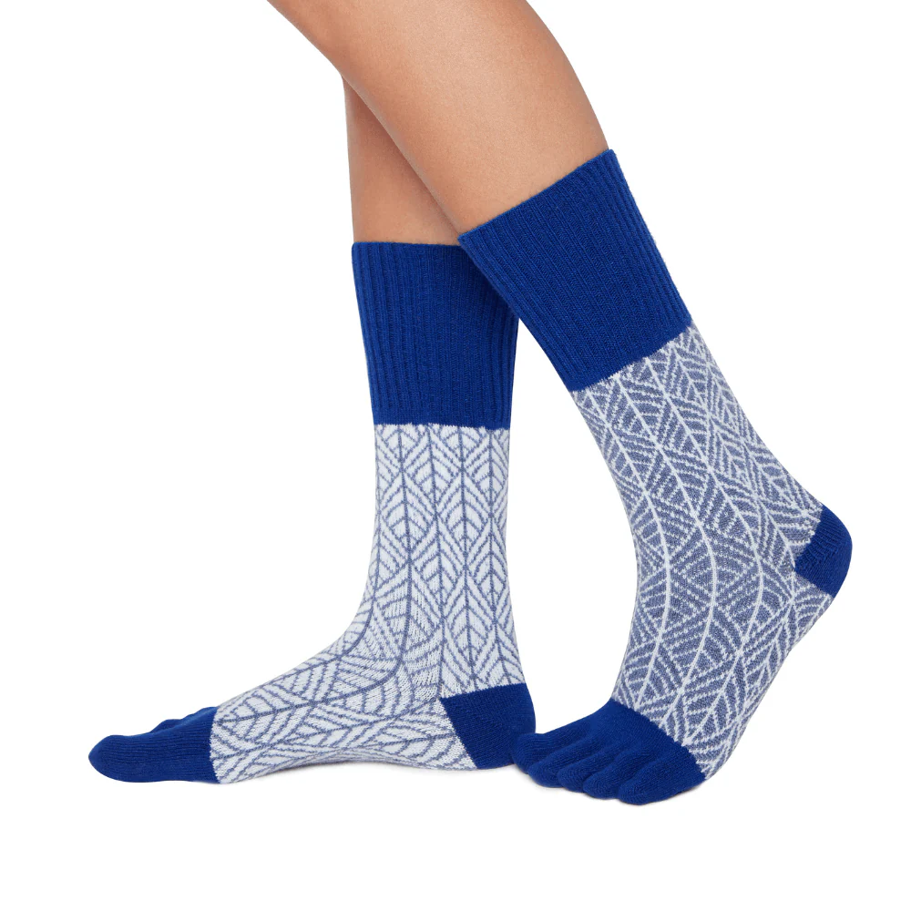 Șosete cu degete KNITIDO Gemini - Albastru / Alb [3]