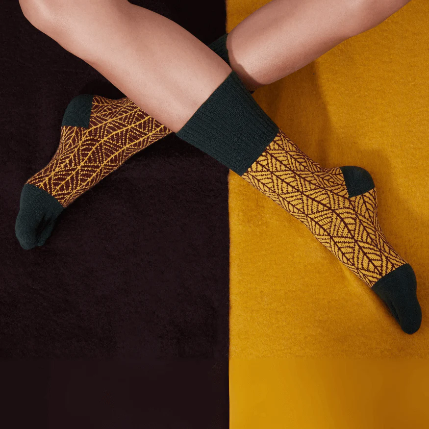 Șosete cu degete KNITIDO Gemini - Verde / Auriu [4]