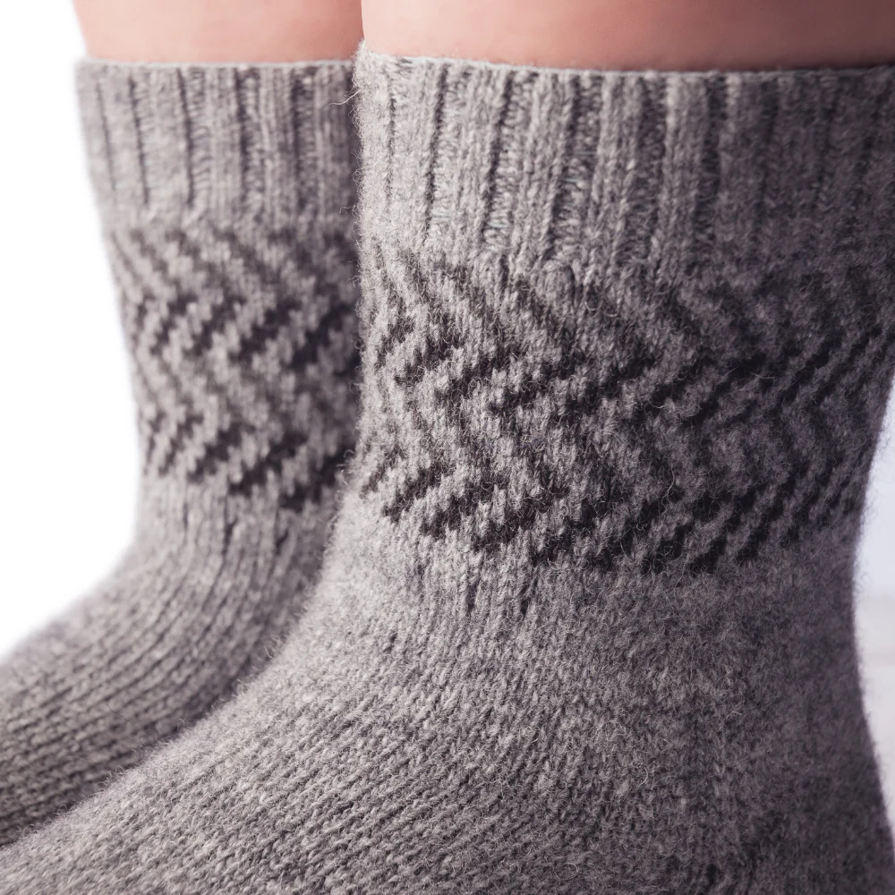 Șosete cu degete KNITIDO Home Socks Anti-Slip Lânǎ Merino & Cașmir - Gri deschis / Negru [5]