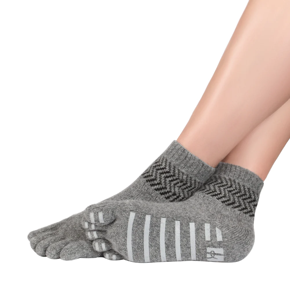 Șosete cu degete KNITIDO Home Socks Anti-Slip Lânǎ Merino & Cașmir - Gri deschis / Negru [3]